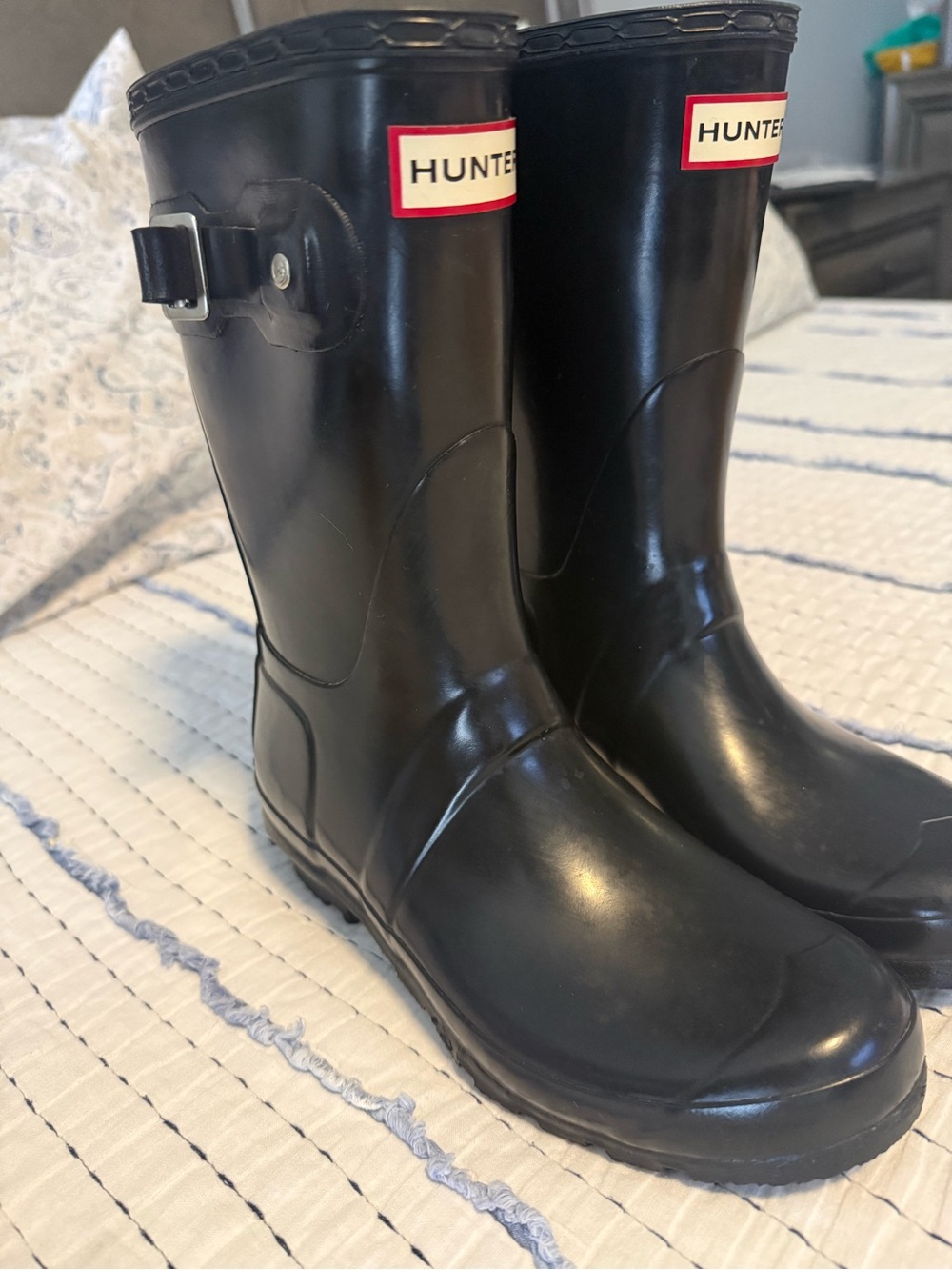 Hunter Black Rubber Rain Boot Soles - Treaded Pair